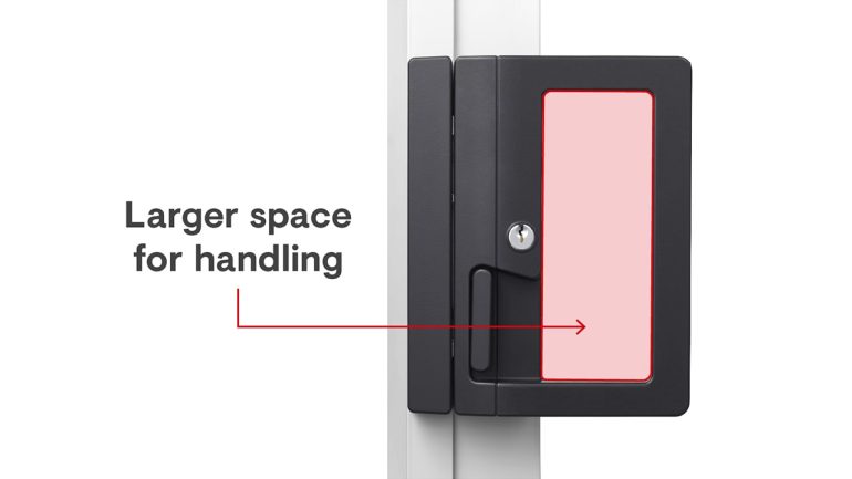 Diagram showing larger space in sliding door handle