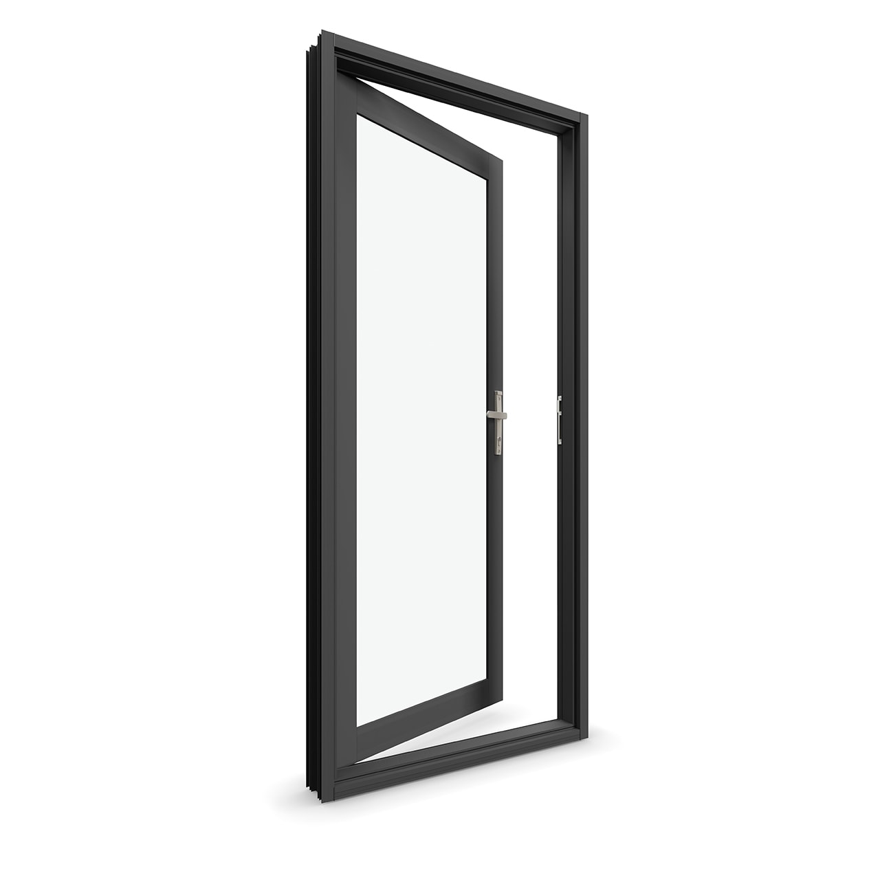 ComfortSmart Ultra hinged door render slightly ajar